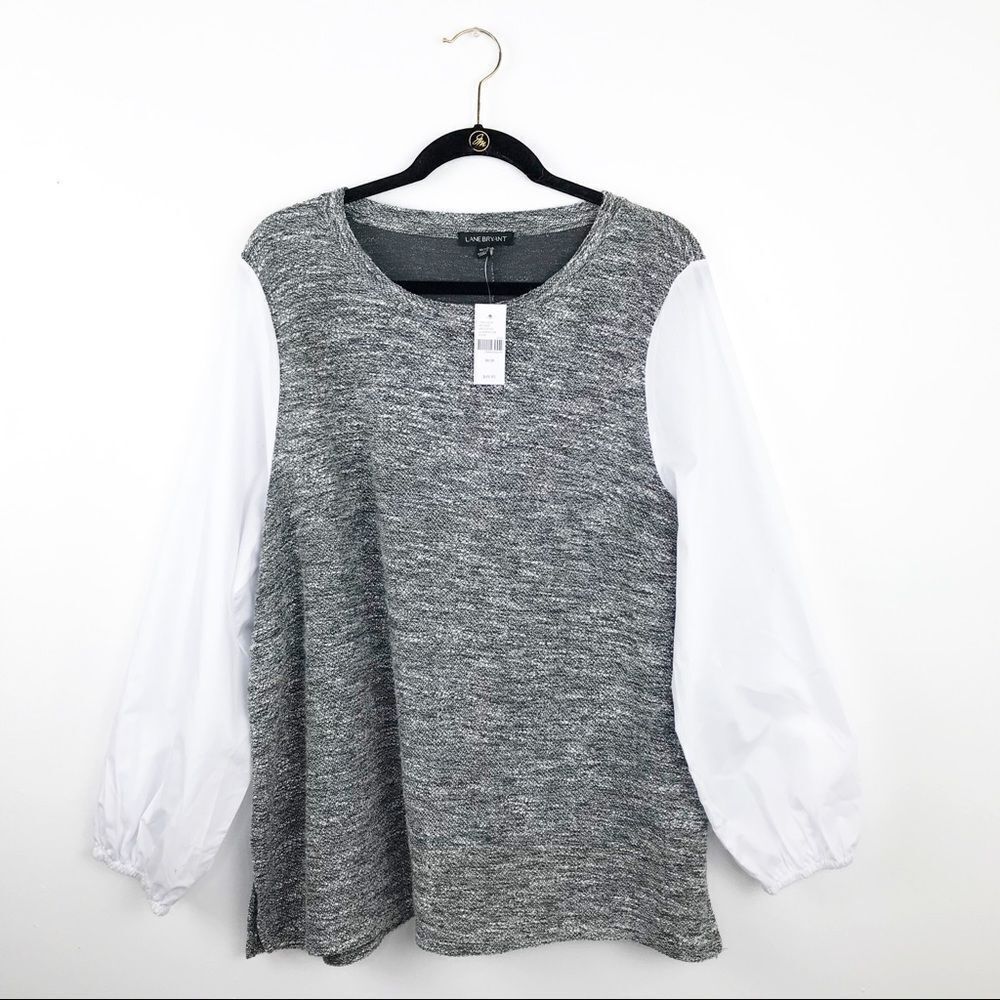 lane Bryant balloon sleeve sweater mixed media nwt